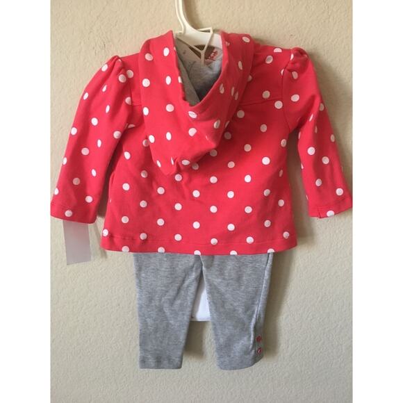 Carter's Cherries Polka Dot Mommy's Sweetie bodysuit Hoodie Pants Set Size 12M - Picture 3 of 3